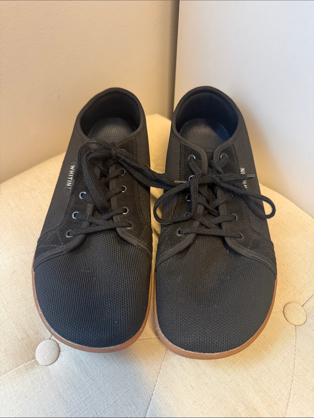 Black Canvas Lace-Up Sneakers with Gum Sole